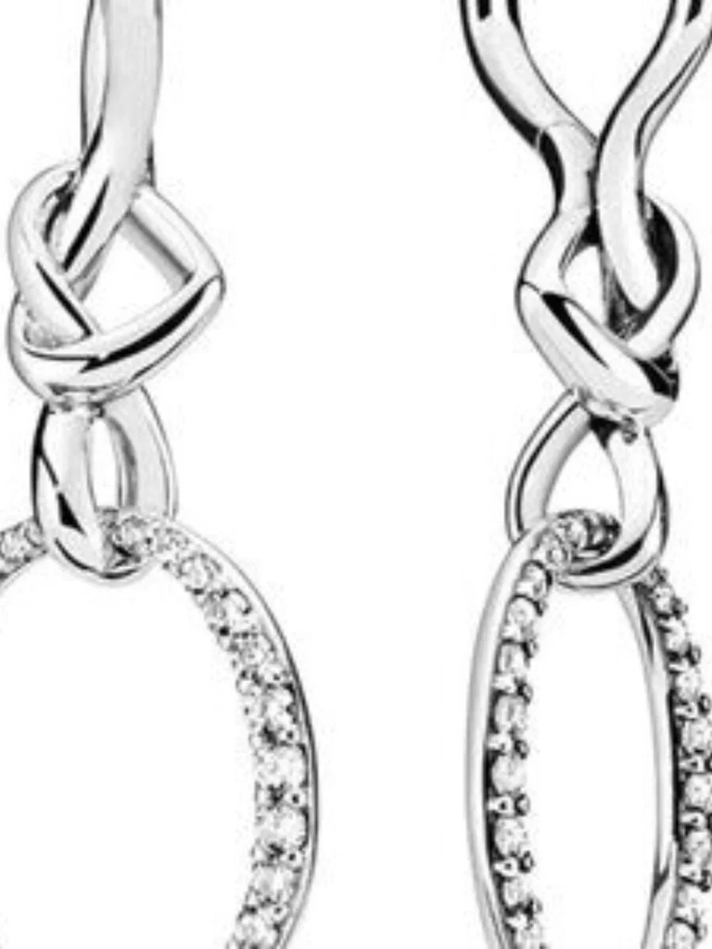 Pandora Jewelry Oval Knotted Heart Drop Cubic Zirconia Earrings in Sterling